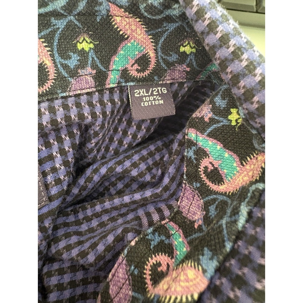 Marco Brunelli Button Up 2XL XXL Long Sleeve Paisley‎ Flip Cuff Purple Blue - Picture 6 of 6